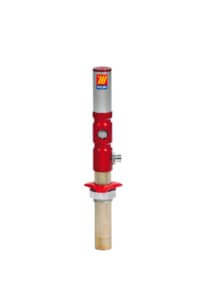 A red and silver mechanical device with "MECLUBE" branding, possibly a pneumatic tool or pump, is mounted on a beige component, isolated against a white background.