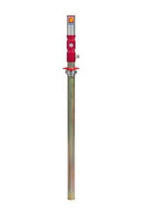 A single, extended fire sprinkler with a red component and gauge on top, isolated against a white background.