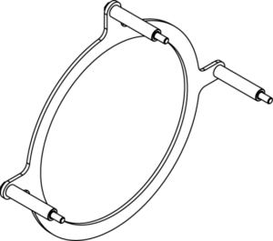 A black and white illustration of a tambourine without jingles, against a plain background.
