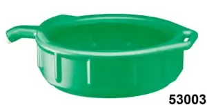 A green plastic bedpan with a handle, identifiable by the number 53003, against a white background.