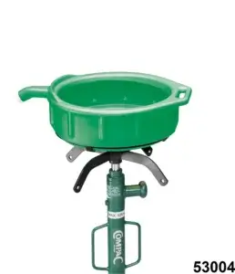 A green cattle drinking bowl mounted on a metal pipe, against a white background. Text: "53004".